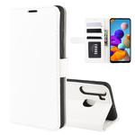 For Galaxy A21 R64 Texture Single Horizontal Flip Protective Case with Holder & Card Slots & Wallet& Photo Frame(White)