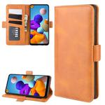 For Galaxy A21  Dual-side Magnetic Buckle Horizontal Flip Leather Case with Holder & Card Slots & Wallet(Yellow)