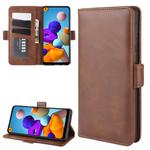 For Galaxy A21  Dual-side Magnetic Buckle Horizontal Flip Leather Case with Holder & Card Slots & Wallet(Brown)