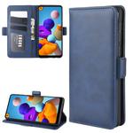 For Galaxy A21  Dual-side Magnetic Buckle Horizontal Flip Leather Case with Holder & Card Slots & Wallet(Dark Blue)