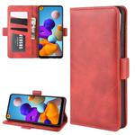 For Galaxy A21  Dual-side Magnetic Buckle Horizontal Flip Leather Case with Holder & Card Slots & Wallet(Red)