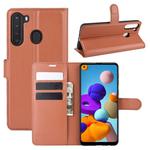 For Galaxy A21 Litchi Texture Horizontal Flip Protective Case with Holder & Card Slots & Wallet(Brown)