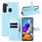 For Galaxy A21 Litchi Texture Horizontal Flip Protective Case with Holder & Card Slots & Wallet(Blue)