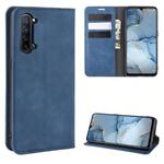 For OPPO Reno3 5G Retro-skin Business Magnetic Suction Leather Case with Holder & Card Slots & Wallet(Dark Blue)