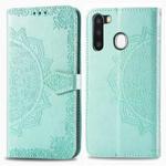 For Galaxy A21 Halfway Mandala Embossing Pattern Horizontal Flip Leather Case with Holder & Card Slots & Wallet & Photo Frame & Lanyard(Green)
