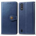 For Galaxy A01 Retro Solid Color Leather Buckle Mobile Phone Protection Leather Case with Photo Frame & Card Slot & Wallet & Bracket Function(Blue)