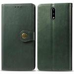 For Nokia 2.3 Retro Solid Color Leather Buckle Mobile Phone Protection Leather Case with Photo Frame & Card Slot & Wallet & Bracket Function(Green)