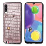 For Galaxy A70 / A70s Crocodile Pattern PU+TPU+PVC Shatter-resistant Mobile Phone Case with Magnetic Invisible Holder & Holder & Card Slots(Rose Gold)