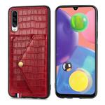 For Galaxy A70 / A70s Crocodile Pattern PU+TPU+PVC Shatter-resistant Mobile Phone Case with Magnetic Invisible Holder & Holder & Card Slots(Red)