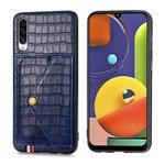 For Galaxy A50 / A50s / A30s Crocodile Pattern PU+TPU+PVC Shatter-resistant Mobile Phone Case with Magnetic Invisible Holder & Holder & Card Slots(Sapphire Blue)