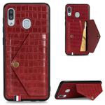 For Galaxy A30 / A20 Crocodile Pattern PU+TPU+PVC Shatter-resistant Mobile Phone Case with Magnetic Invisible Holder & Holder & Card Slots(Red)