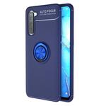 For OPPO Reno3 Metal Ring Holder 360 Degree Rotating TPU Case(Blue+Blue)