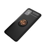 For Galaxy A51 Metal Ring Holder 360 Degree Rotating TPU Case(Black+Rose Gold)