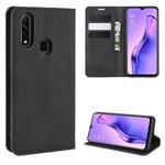 For Oppo A8 Retro-skin Business Magnetic Suction Leather Case with Holder & Card Slots & Wallet(Black)