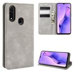 For Oppo A8 Retro-skin Business Magnetic Suction Leather Case with Holder & Card Slots & Wallet(Grey)