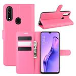 For Oppo A8 Litchi Texture Horizontal Flip Protective Case with Holder & Card Slots & Wallet(Rose red)