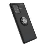For Galaxy A91 Metal Ring Holder 360 Degree Rotating TPU Case(Black+Black)