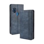 For Motorola One Hyper Magnetic Buckle Retro Crazy Horse Texture Horizontal Flip Leather Case with Holder & Card Slots & Photo Frame(Blue)