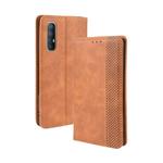 For OPPO Reno 3 Pro Magnetic Buckle Retro Crazy Horse Texture Horizontal Flip Leather Case with Holder & Card Slots & Photo Frame(Brown)