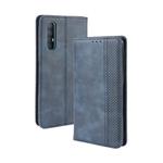 For OPPO Reno 3 Pro Magnetic Buckle Retro Crazy Horse Texture Horizontal Flip Leather Case with Holder & Card Slots & Photo Frame(Blue)