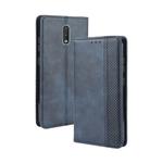 For Nokia 2.3 Magnetic Buckle Retro Crazy Horse Texture Horizontal Flip Leather Case with Holder & Card Slots & Photo Frame(Blue)