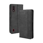 For Galaxy A01 Magnetic Buckle Retro Crazy Horse Texture Horizontal Flip Leather Case with Holder & Card Slots & Photo Frame(Black)