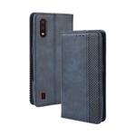 For Galaxy A01 Magnetic Buckle Retro Crazy Horse Texture Horizontal Flip Leather Case with Holder & Card Slots & Photo Frame(Blue)