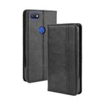 For Alcatel 1V (2019) with Fingerprint Hole Magnetic Buckle Retro Crazy Horse Texture Horizontal Flip Leather Case with Holder & Card Slots & Photo Frame(Black)