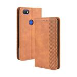 For Alcatel 1V (2019) with Fingerprint Hole Magnetic Buckle Retro Crazy Horse Texture Horizontal Flip Leather Case with Holder & Card Slots & Photo Frame(Brown)