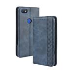 For Alcatel 1V (2019) with Fingerprint Hole Magnetic Buckle Retro Crazy Horse Texture Horizontal Flip Leather Case with Holder & Card Slots & Photo Frame(Blue)