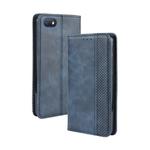 For Alcatel 1V (2019) without Fingerprint Hole Magnetic Buckle Retro Crazy Horse Texture Horizontal Flip Leather Case with Holder & Card Slots & Photo Frame(Blue)