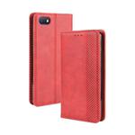 For Alcatel 1V (2019) without Fingerprint Hole Magnetic Buckle Retro Crazy Horse Texture Horizontal Flip Leather Case with Holder & Card Slots & Photo Frame(Red)