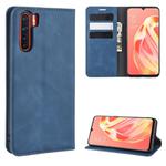 For OPPO A91/OPPO F15/OPPO Reno 3 Retro-skin Business Magnetic Suction Horizontal Flip PU Leather Case with Holder & Card Slots & Wallet(Dark Blue)