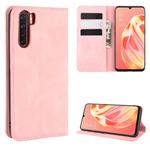 For OPPO A91/OPPO F15/OPPO Reno 3 Retro-skin Business Magnetic Suction Horizontal Flip PU Leather Case with Holder & Card Slots & Wallet(Pink)