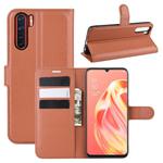 For OPPO A91 Litchi Texture Horizontal Flip PU Leather Case with Holder & Card Slots & Wallet(Brown)