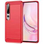 For Xiaomi Mi 10 / 10 Pro Brushed Texture Carbon Fiber TPU Case(Red)