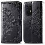 For Huawei P40 Pro Halfway Mandala Embossing Pattern Horizontal Flip PU Leather Case with Holder & Card Slots & Wallet & Photo Frame & Lanyard(Black)