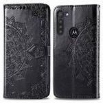 For Moto G8 Power Halfway Mandala Embossing Pattern Horizontal Flip PU Leather Case with Holder & Card Slots & Wallet & Photo Frame & Lanyard(Black)