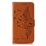 For Galaxy S20 Litchi Texture Feather Embossing Horizontal Flip PU Leather Case with Holder & Card Slots & Wallet & Photo Frame & Lanyard(Brown)