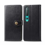 For Xiaomi Mi 10 Pro Retro Solid Color Leather Buckle Phone Case with Photo Frame & Card Slot & Wallet & Bracket Function(Black)