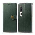 For Xiaomi Mi 10 Retro Solid Color Leather Buckle Phone Case with Photo Frame & Card Slot & Wallet & Bracket Function(Green)