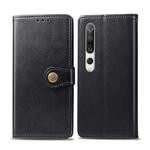 For Xiaomi Mi 10 Retro Solid Color Leather Buckle Phone Case with Photo Frame & Card Slot & Wallet & Bracket Function(Black)