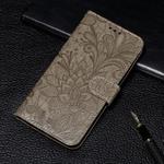 For Xiaomi Redmi K30 Lace Flower Embossing Pattern Horizontal Flip Leather Case with Holder & Card Slots & Wallet & Photo Frame & Lanyard(Grey)