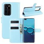 For Huawei P40 Litchi Texture Horizontal Flip Protective Case with Holder & Card Slots & Wallet(Blue)