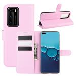 For Huawei P40 Litchi Texture Horizontal Flip Protective Case with Holder & Card Slots & Wallet(Pink)