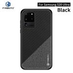 For Galaxy S20 Ultra PINWUYO Rong Series  Shockproof PC + TPU+ Chemical Fiber Cloth Protective Case(Black)