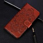 For Galaxy S20 Ultra Mandala Embossing Pattern Horizontal Flip Leather Case with Holder & Card Slots & Wallet & Photo Frame & Lanyard(Brown)