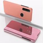 For Moto G8 Power Plated Mirror Horizontal Flip Leather Case with Holder(Rose Gold)