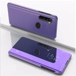 For Moto G8 Power Plated Mirror Horizontal Flip Leather Case with Holder(Purple Blue)