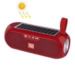 T&G TG182 Portable Column Wireless Stereo Music Box Solar Power waterproof USB AUX FM radio super bass(Red)